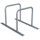 Bicycle rack - row arrangement | lean-on hoop made of steel tube  48 mm | hot-dip galvanized | for 2 bicycles